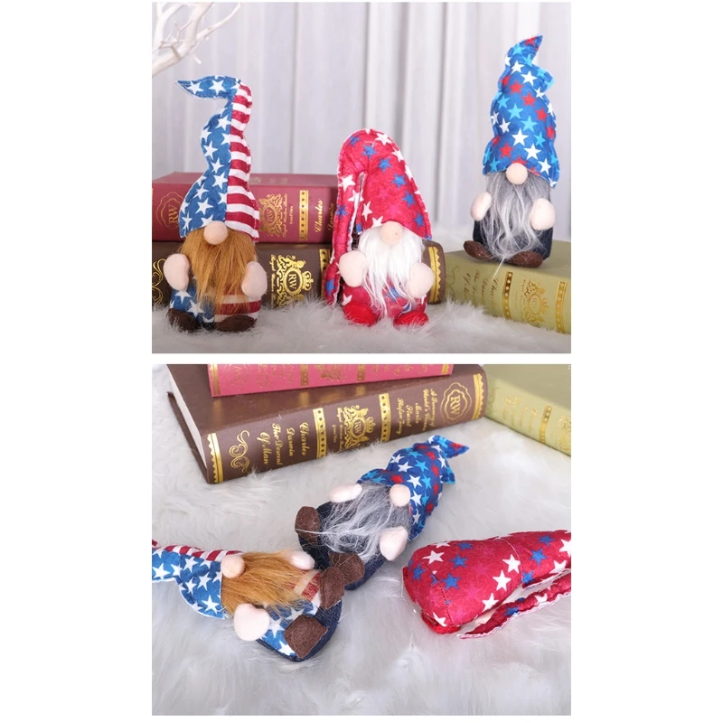 

MXLB Independence Day Gnome Stars Patriotic Veterans Day Nisse Tomte 4th of July Gift Scandinavian Ornaments