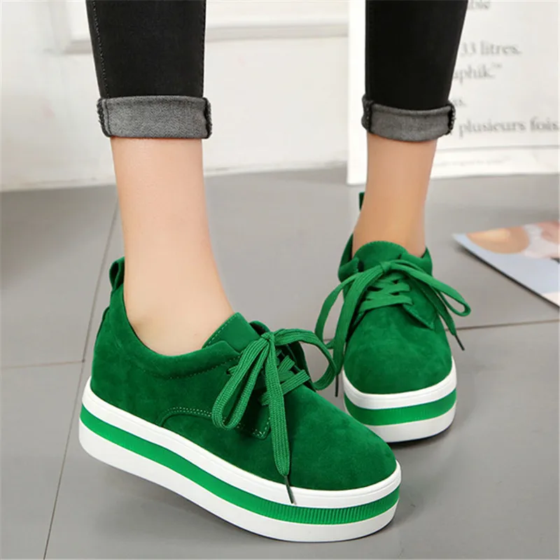 Туфли женские на платформе повседневная однотонная обувь шнуровке