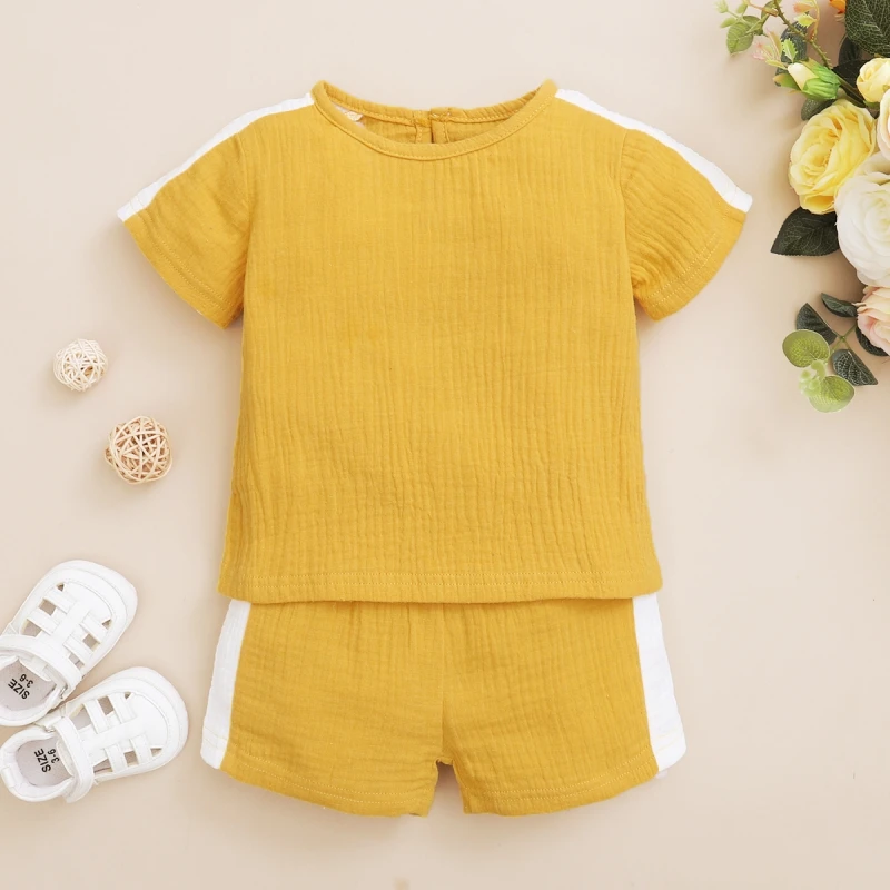 

Toddle Children Baby Boy Set Solid Color T-shirt Comfortable Short Sleeve Short Sleeve + Shorts Summer Kid Clothing 2PCS Outfit