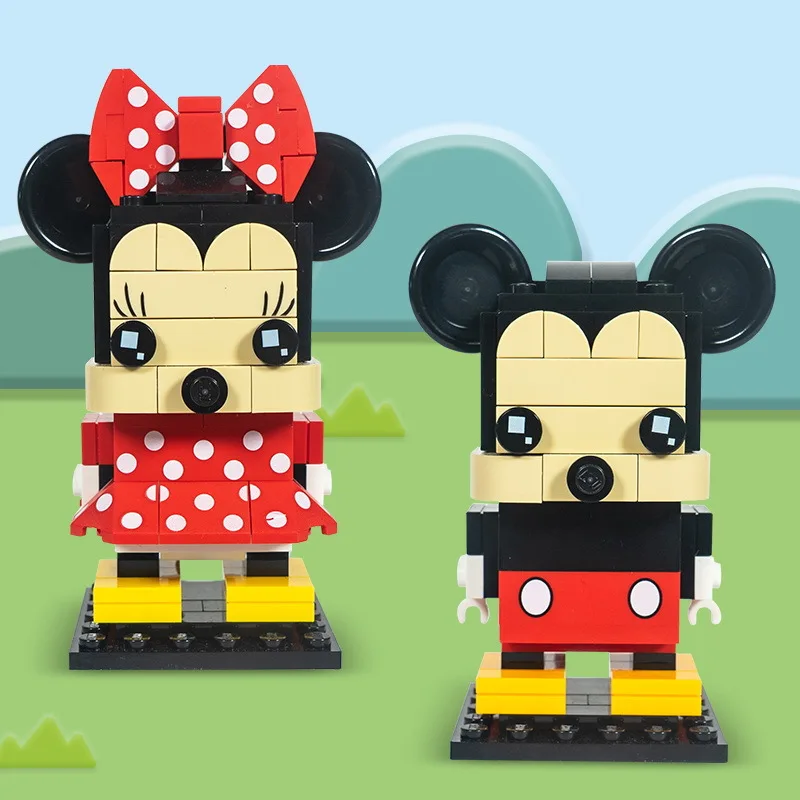 

Disney Anime Cartoon Blocks Mickey Minnie Cartoon Characters Creative Building Blocks DIY Model Toys For Children Gift