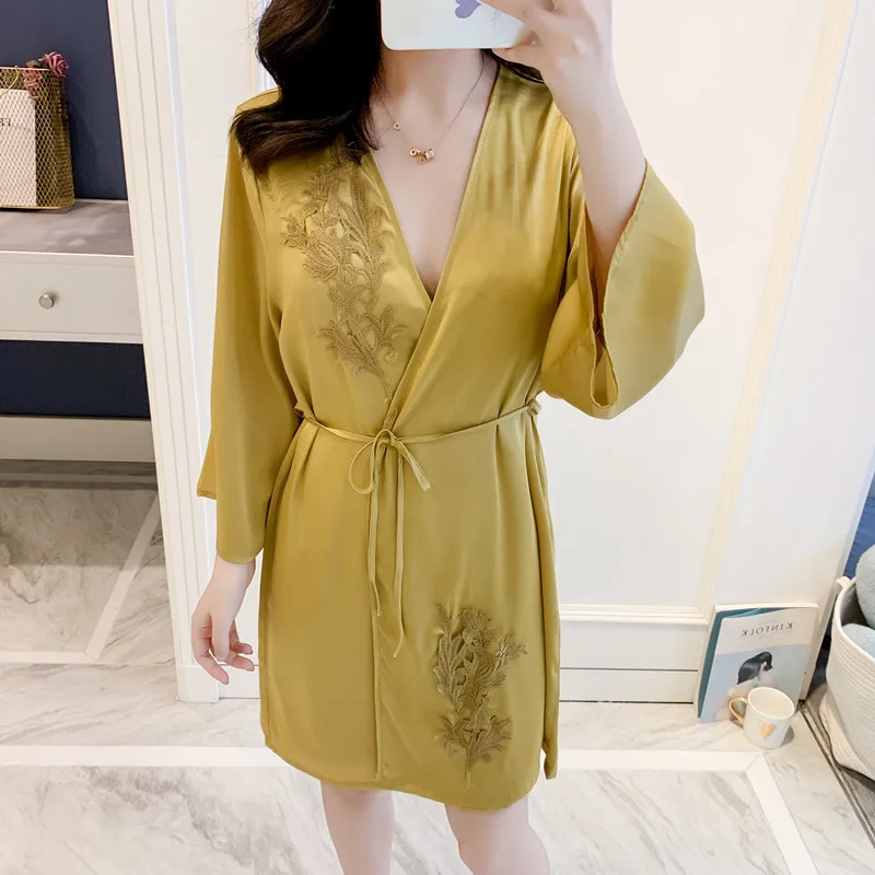 Атласное свадебное платье невесты с длинным рукавом кружевное кимоно летнее