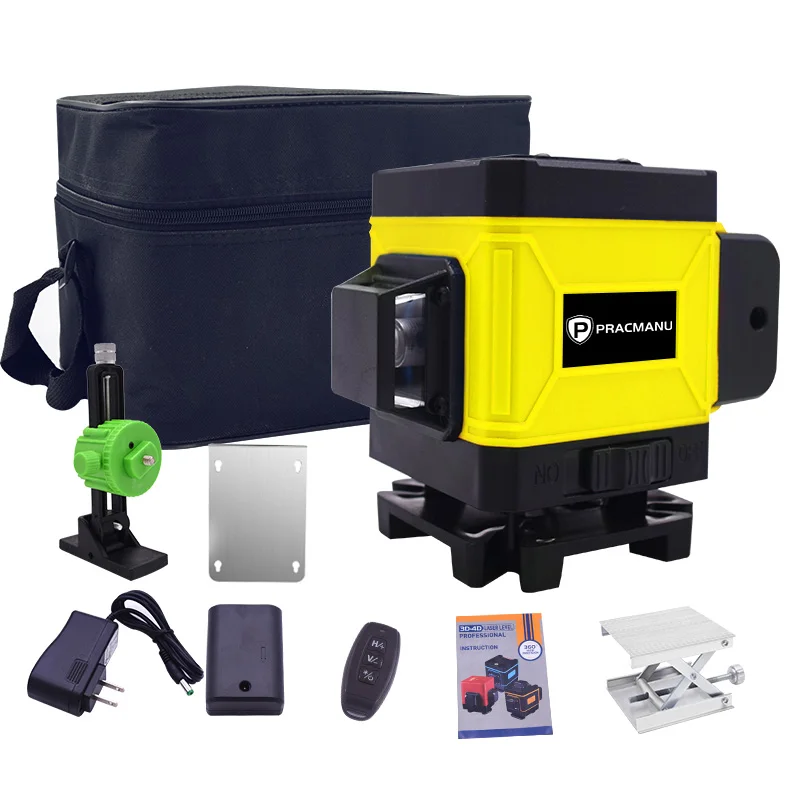 

PRACMANU 12 Lines 3D Laser Level Level Self-Leveling 360 Horizontal And Vertical Cross Super Powerful Green Laser Level
