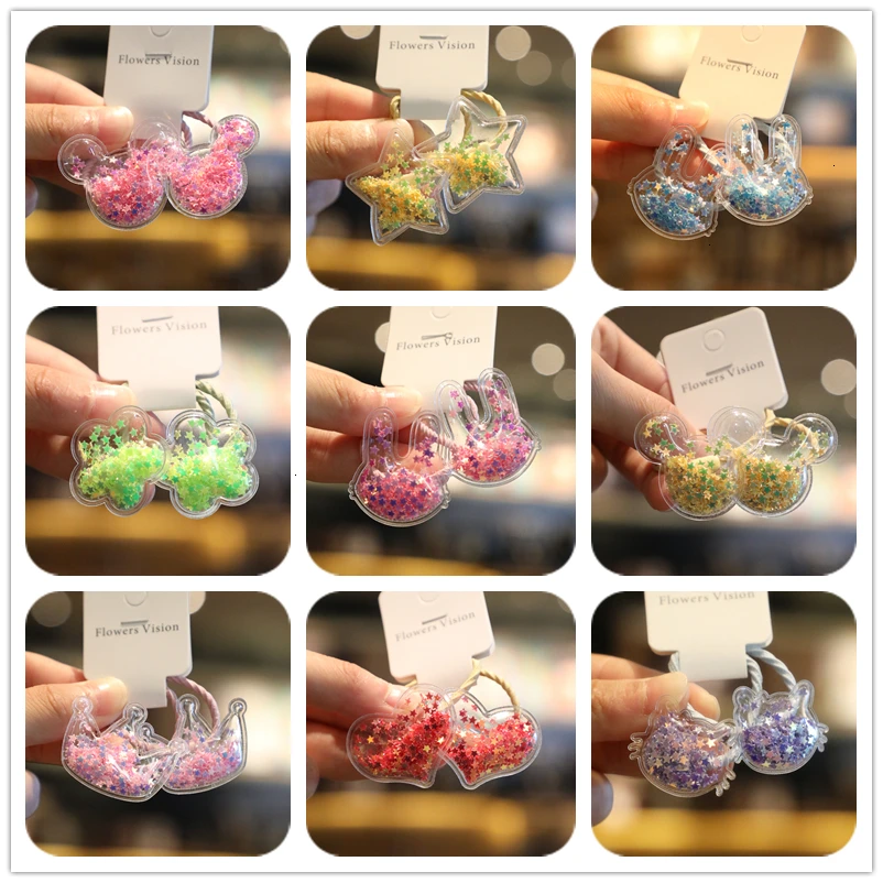 2 шт. милые Прозрачные резинки для волос с песочным песком Детские эластичные