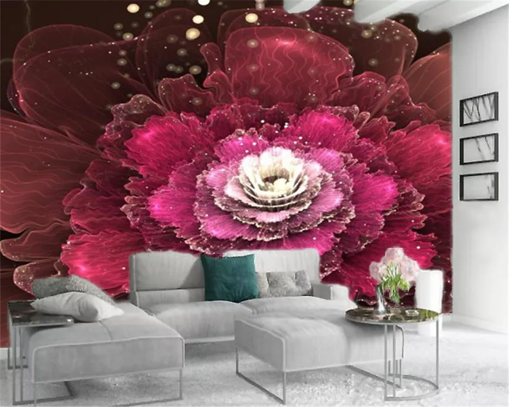 Настенные 3d обои на заказ великолепные красные цветы великолепное украшение