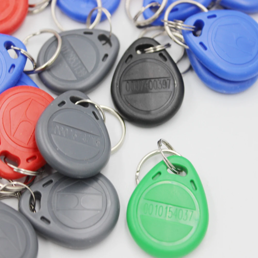100pcs Waterproof 125KHz RFID Tag Proximity Card Keyfob Key Fob Access Control Smart Color ID Keychain | Безопасность и защита