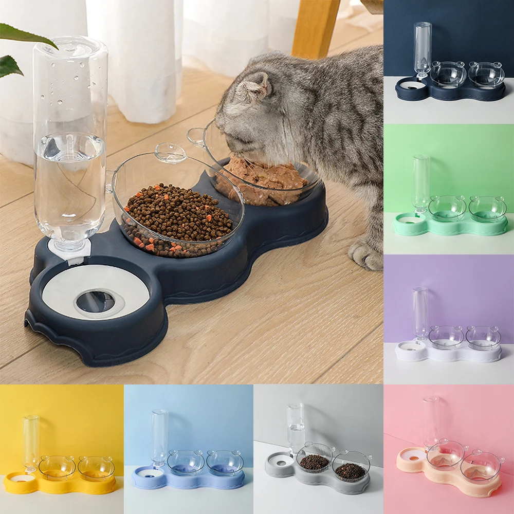 

New Pet Cat Bowl Double Bowl Drinking Raised Stand Dish Bowls For Cats Pet Bowls Automatic Feeders For Cats Cat Dogs Accessories