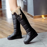 winter thick soled muffin shoes with wool straight tube snow boots flat bottomed round head womens