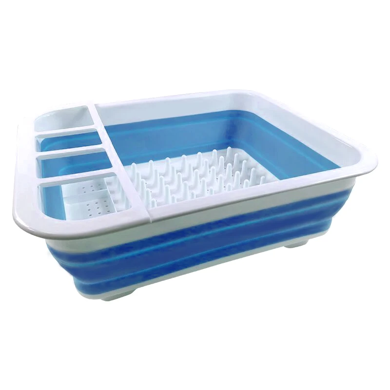 Blue 1 слой складной Кухня сушилка для посуды сушилка посуда тарелка держатель Полка для столовой посуды для хранения Органайзер, кухонные аксессуары - Цвет: Blue