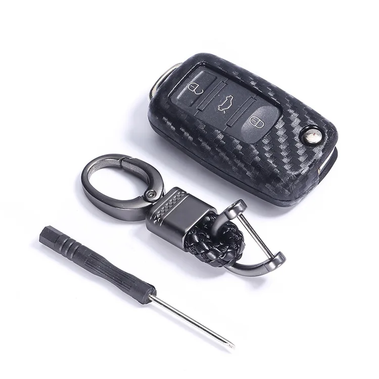 Чехол для автомобильного ключа с узором из углеродного волокна Volkswagen VW Golf 7 GTI R MK7