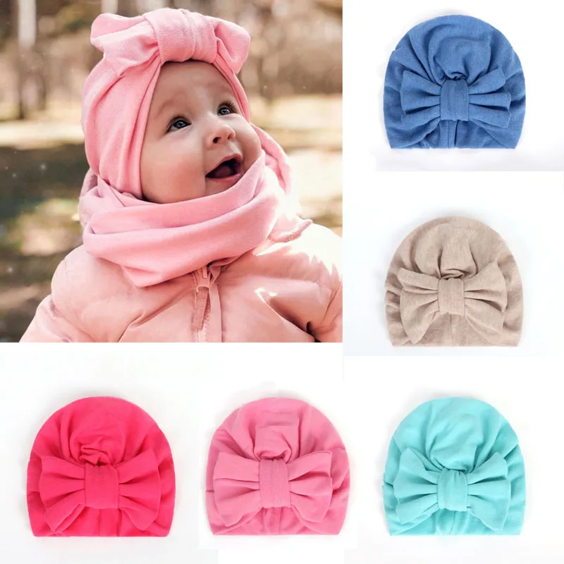 

Wecute Baby Hat for Girls Bows Turban Hats Infant Photography Props Cotton Kids Beanie Baby Cap Accessories Children Hats