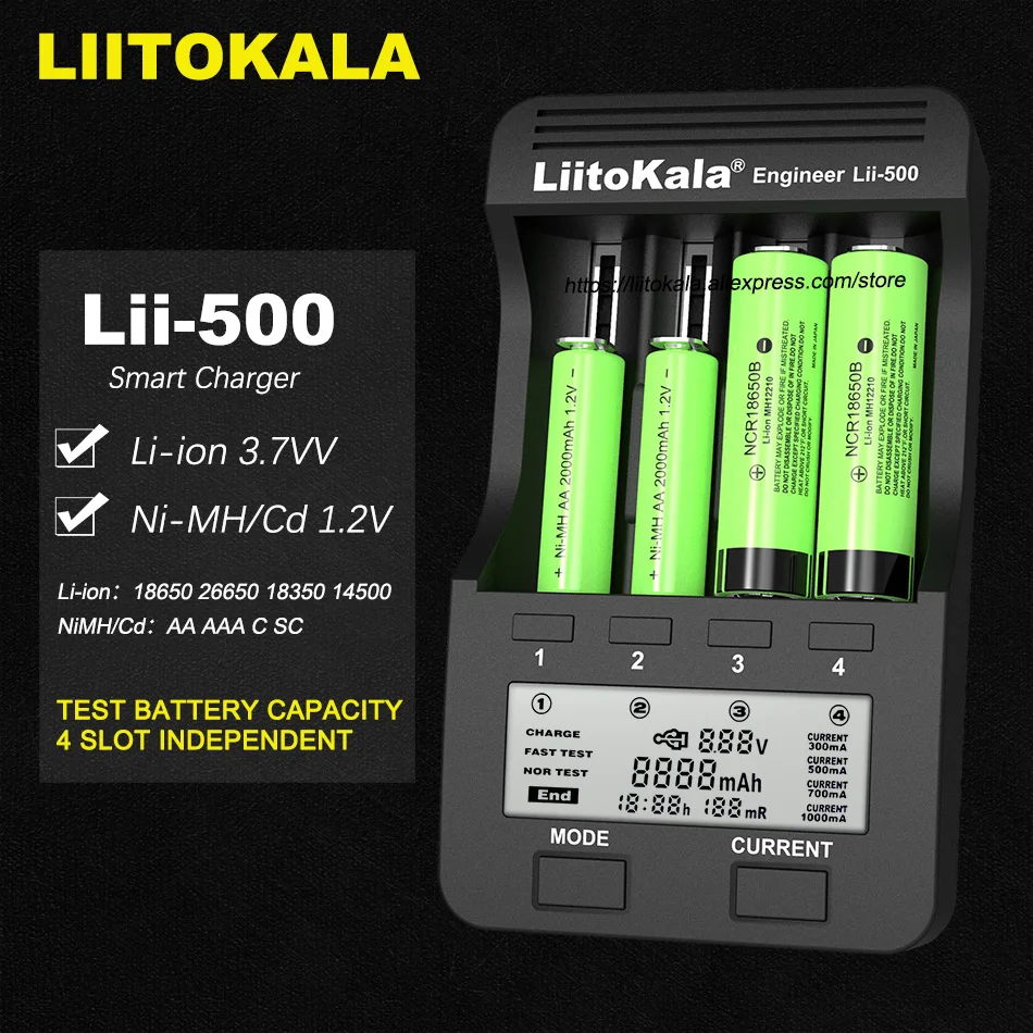 

Genuine/Original LiitoKala Lii-500S Lii-S6 Lii-PD4 Lii-500 18650 battery charger For 26650 21700 AA AAA batteries LCD display