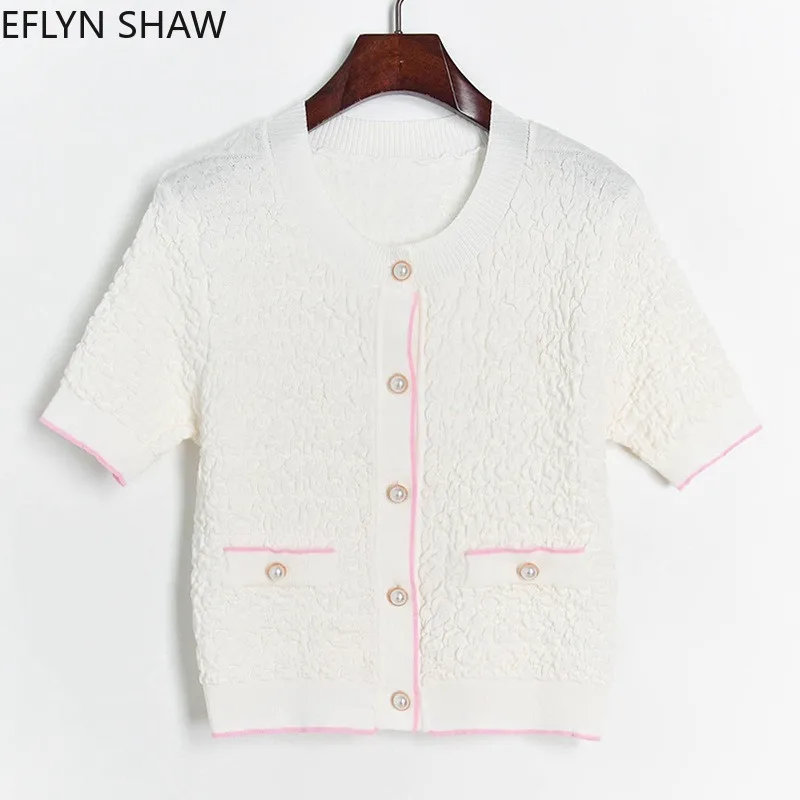 Женские свитера с жемчужной пряжкой вязаный кардиган круглым вырезом и длинным