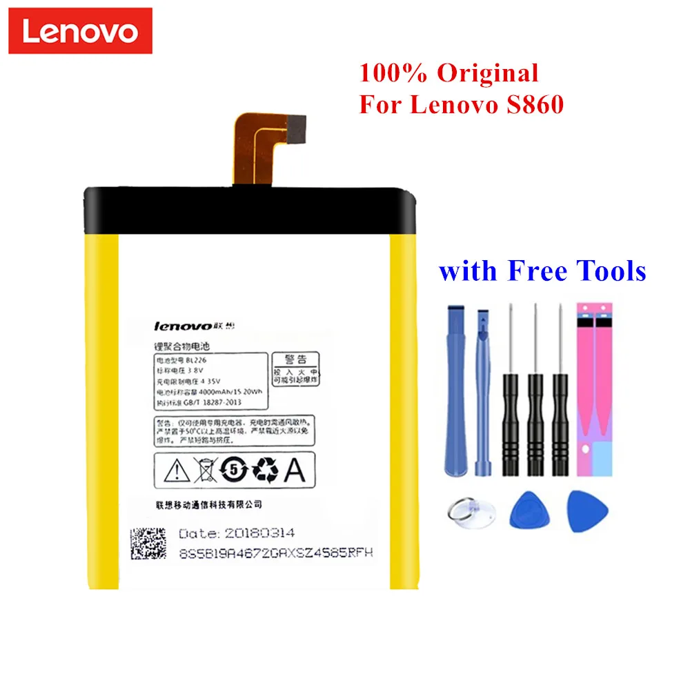 100% Оригинальный аккумулятор BL226 для Lenovo S860 4000 мАч стандартная литий-полимерная