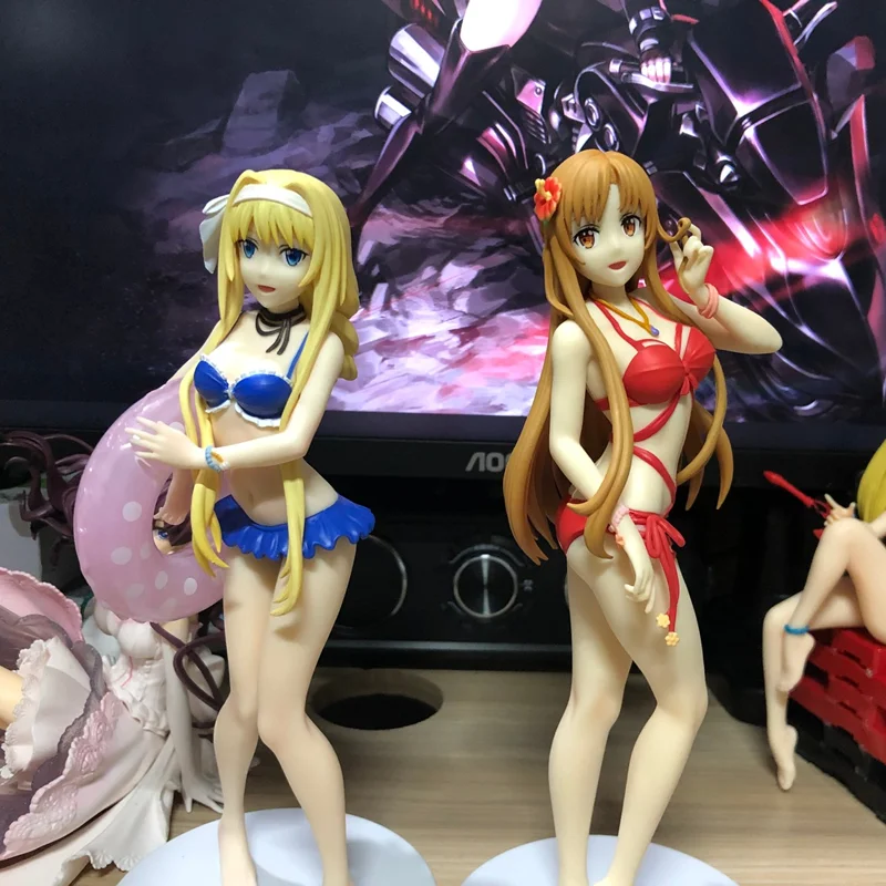 

2 Styles Original Figurine Sword Art Online Asuna Alice Zuberg Swimsuit Ver. PVC Action Figure