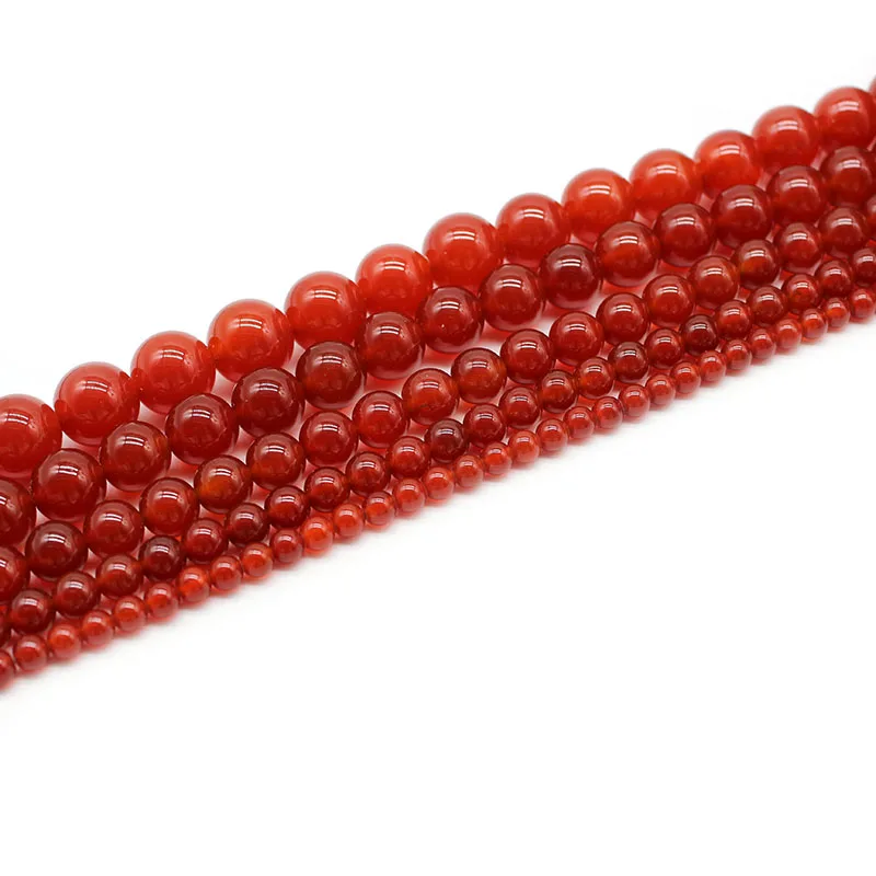 Natural Stone Red Carnelian Agates Round Gem Beads 15" Strand 4 6 8 10 12MM Pick Size For Jewelry Making
