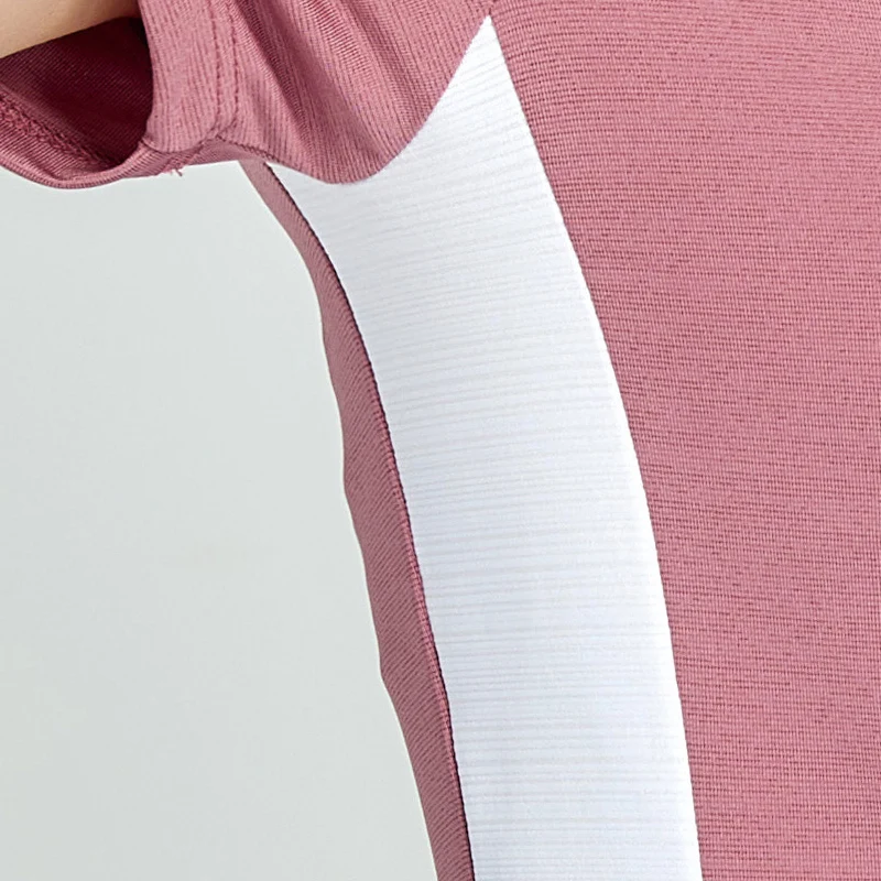 

Women Fitness Yoga Shirts PatchworK Run Polyester Sports Short Sleeves Training Workout Tops Women Quick Drying Fitness T shirt