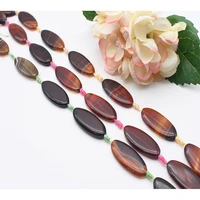 2strandslot 48mm natural smooth dark coffee stripe oval agate stone bead for diy bracelet necklace jewelry making strand 15