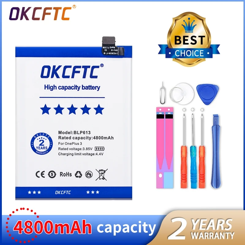 

NEW OKCFTC BLP613 4800mAh Battery for OnePlus 3 for One Plus 3+ TOOLS