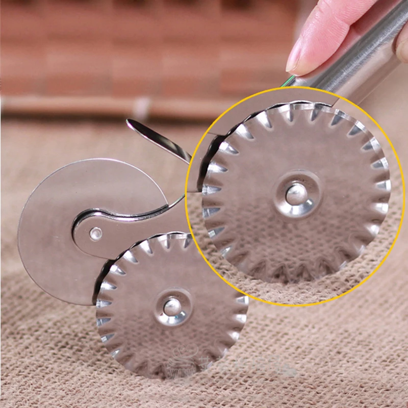 1 шт Двойные головки для пиццы Нержавеющая сталь Ножи ролика тесто обжимных