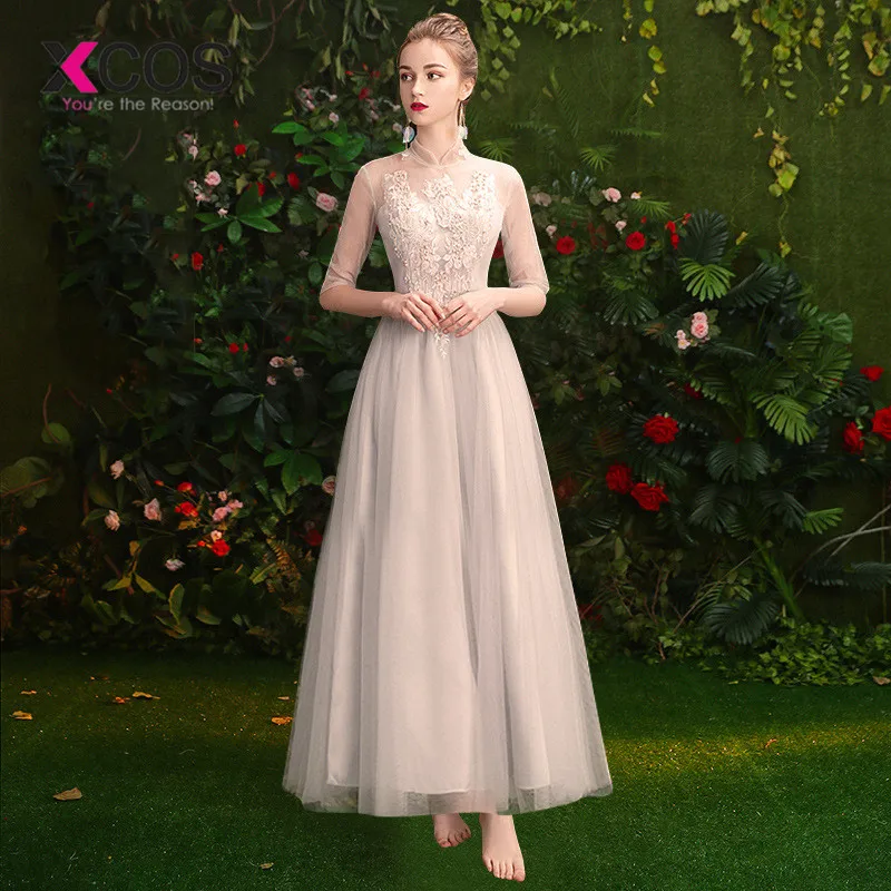 XCOS 2019 новые серые Элегантные платья невесты длинные официальные свадебные
