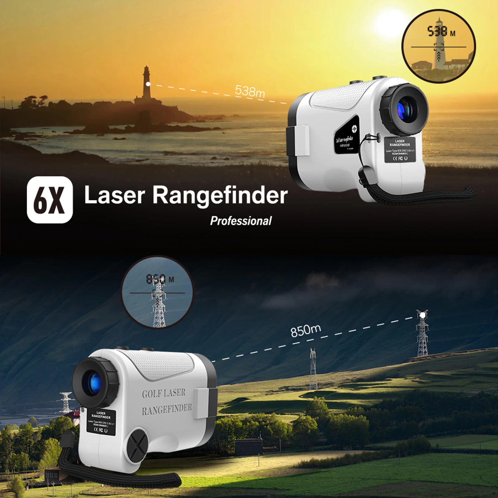 

New 600M/800M/1200M Golf Rangefinder 6X Distance Meter Speed Tester Hunting Range Finder with Storage Bag Hanging Rope