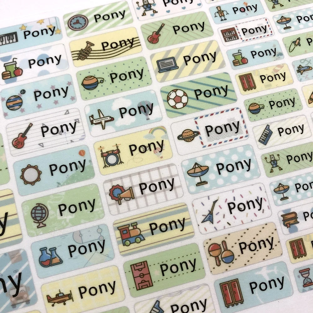 Мальчик мультфильм шаблон Железный на наклейках имя этикетки заказ дети