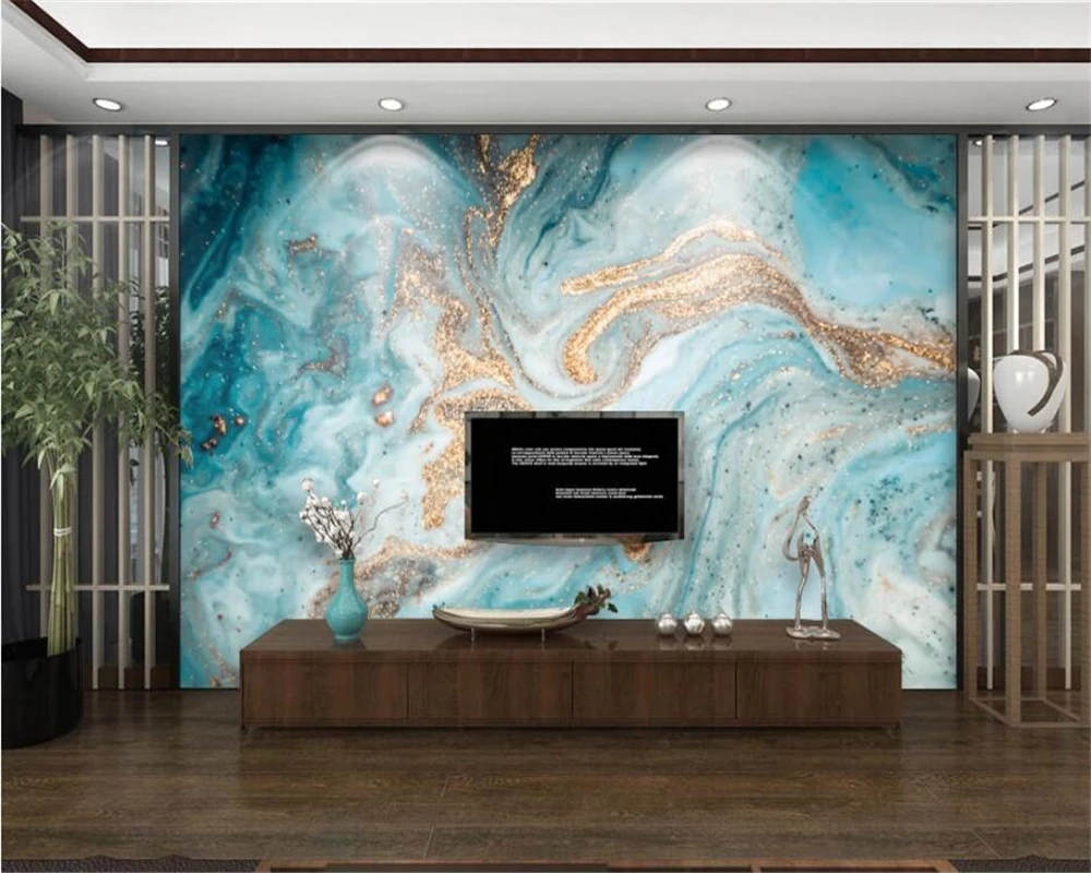 

beibehang Customized ink landscape abstract new Chinese atmospheric golden background papel de parede wallpaper