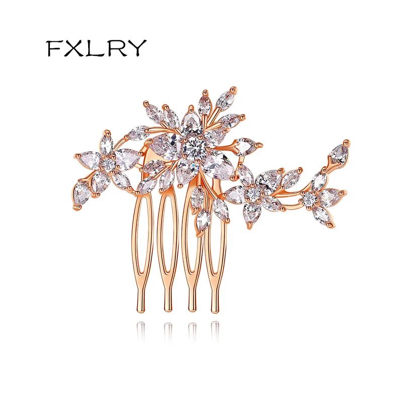 Женский гребень для волос FXLRY, элегантный белый гребень с фианитами, свадебный подарок