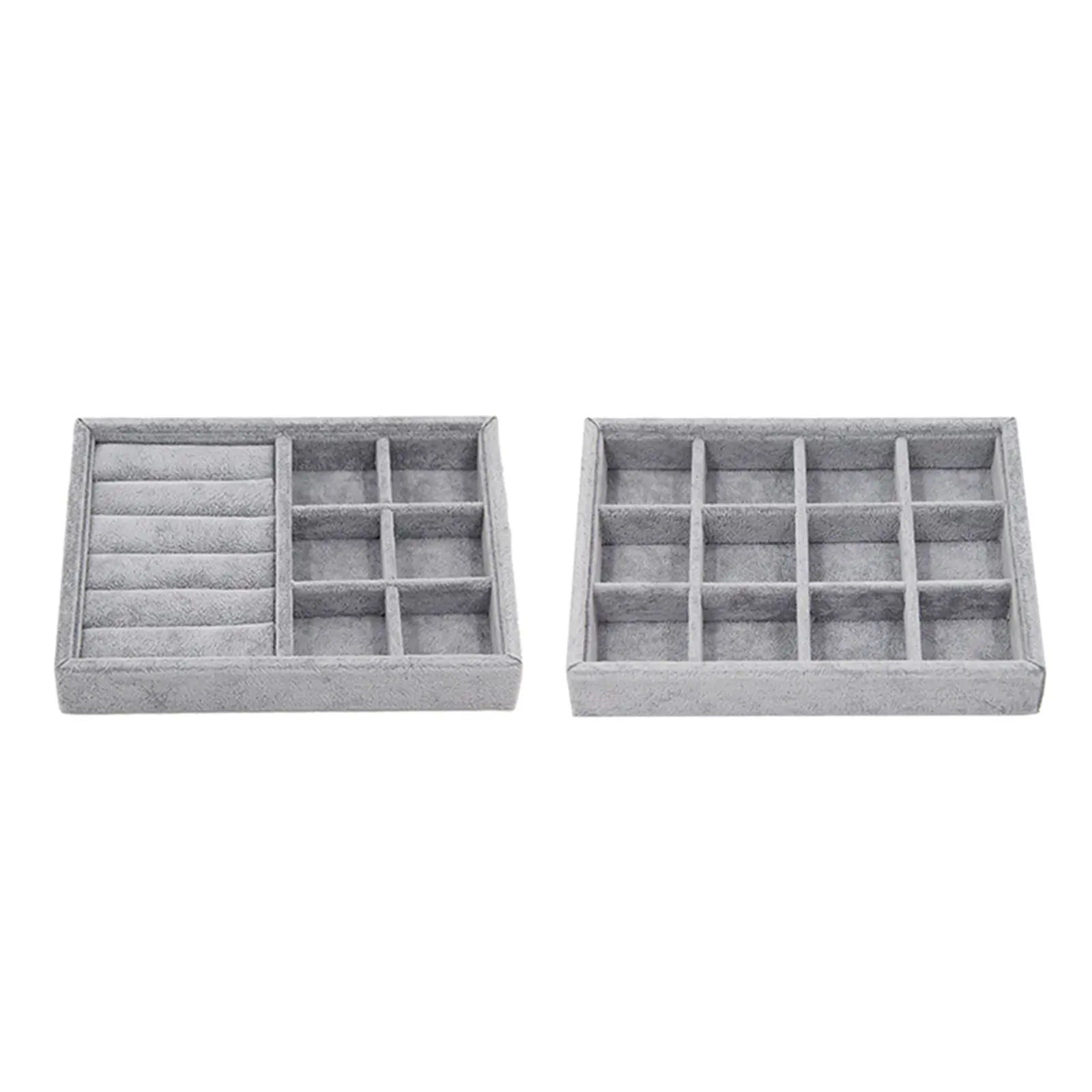 

2 Pack Velvet Stackable Jewelry Display Tray Storage Case for Jewellery Fashion Jewelry Organizer Box