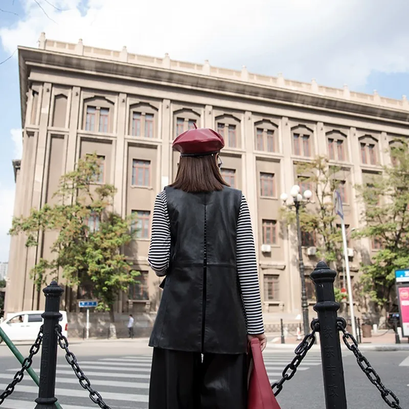 Женское кожаное пальто 100% женское дизайнерское элегантное из овчины Брендовое