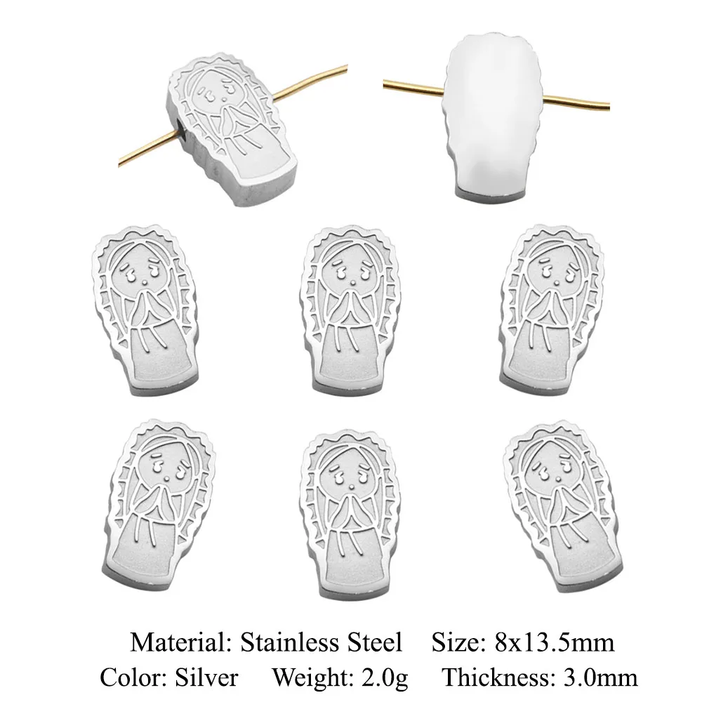 3pcs/lot 100% Stainless Steel 12x15mm Virgin Mary Jesus Cross Charm Wholesale DIY Bead Jewelry For Bracelet Making Factory Price | Украшения