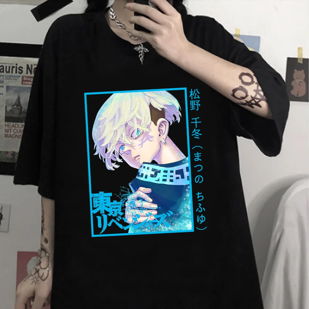 

2021 Hot Anime Tokyo Revengers Print T-Shirt Men Women Cotton Personality Chifuyu Matsuno Harajuku Street Style Clothes Tops