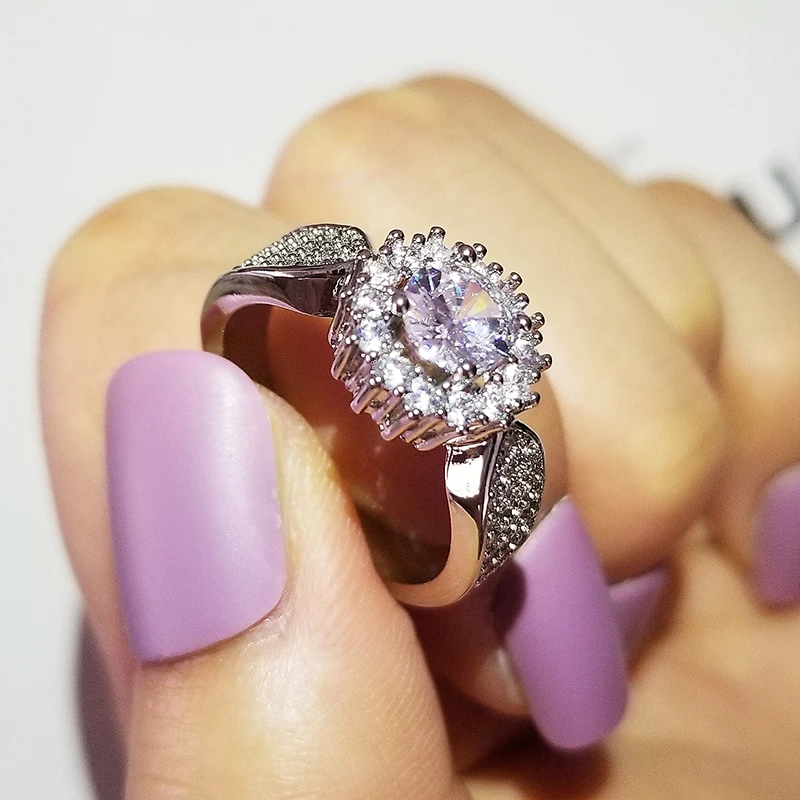 Лидер продаж роскошный круглый реальные 925 пробы серебро Гипсофилы Обручение