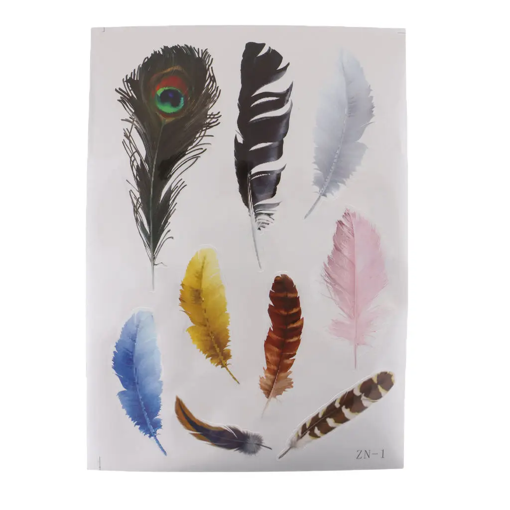 

Car Colorful Bright Stickers Feather Design Decals 3D Decoration Styling