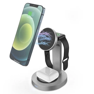 qi magnetic 3 in 1 wireless charger 15w fast charge stand for ipone 1213 magnet dock station for apple watch se76airpods pro free global shipping