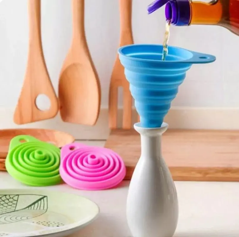 Silicone Folding Funnel Food Grade Telescopic Long Neck Liquid Filling Small | Дом и сад