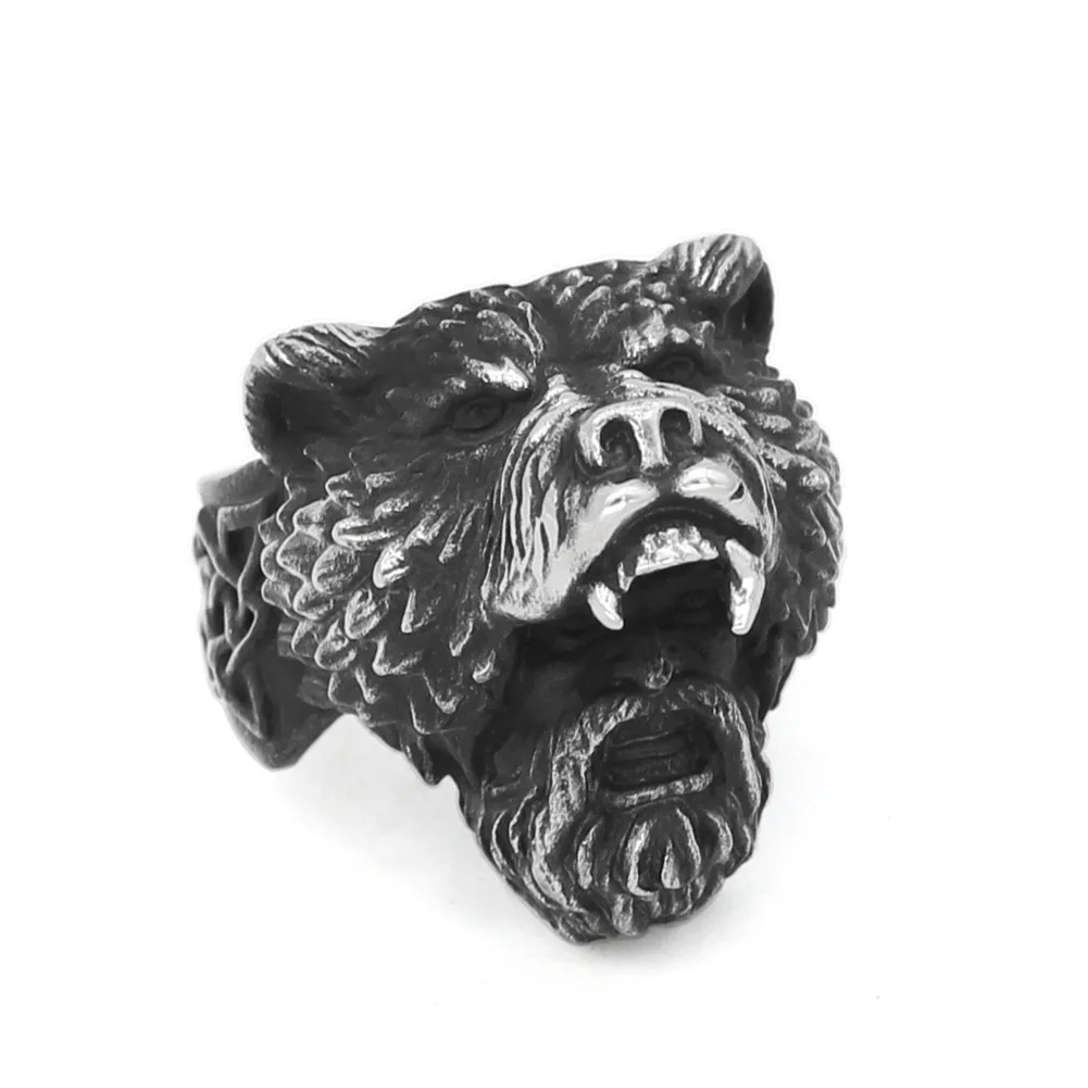 Скандинавский Викинг Медвежонок амулет Worrior кольцо из нержавеющей стали с