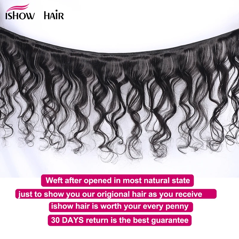 Ishow индийские свободные пучки волнистых волос с кружевом парик пробором
