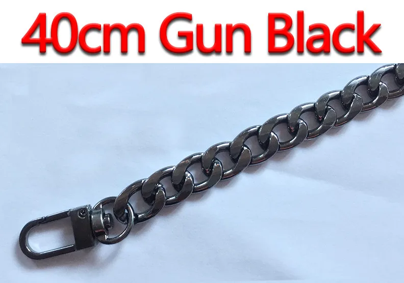 40cm Gun Black Ультра светильник Алюминиевые цепочки DIY золото, серебро, пистолет черный 12 мм сменный светильник на цепочке кошелек ремень, сумка ремни для маленькой сумочки - Цвет: 40cm Gun Black