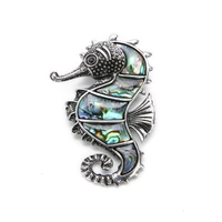 vintage natural abalone pendant 41x59mm seahorse shape sea shell pendant for diy leather necklace jewelry making findings