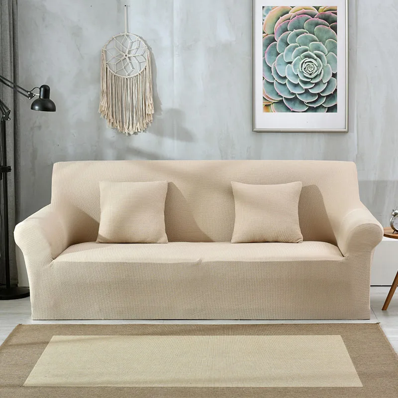 Beige Slipcovers водоотталкивающий стрейч чехол для дивана утолщенный жаккардовый клетчатый чехол для дивана для гостиной мебель для питомцев протектор - Цвет: Beige