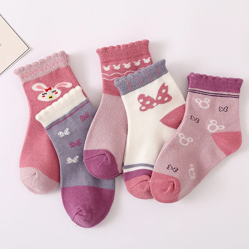 

5 Pairs 2021 New Children's Socks Spring, Comb Cotton Boys and Girls In Stockings Students Big Children's Socks