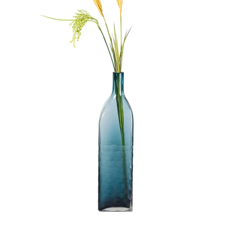 

Nordic Handmade Polished Blue Glass Flower Vase Home Decoration Modern Art Flower Plant Holder Desk Hydroponics Room Decor