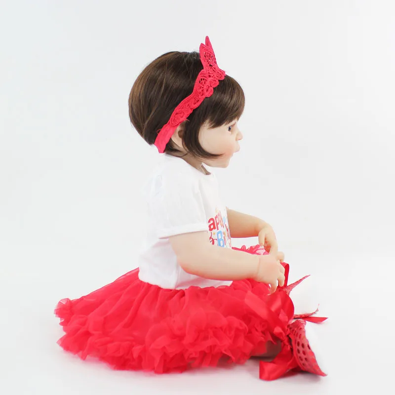 

55cm Full Silicone Bebe Reborn Doll Realistic 22'' Vinyl Newborn Babies Girl Bonecas Like Alive Bathe Toy