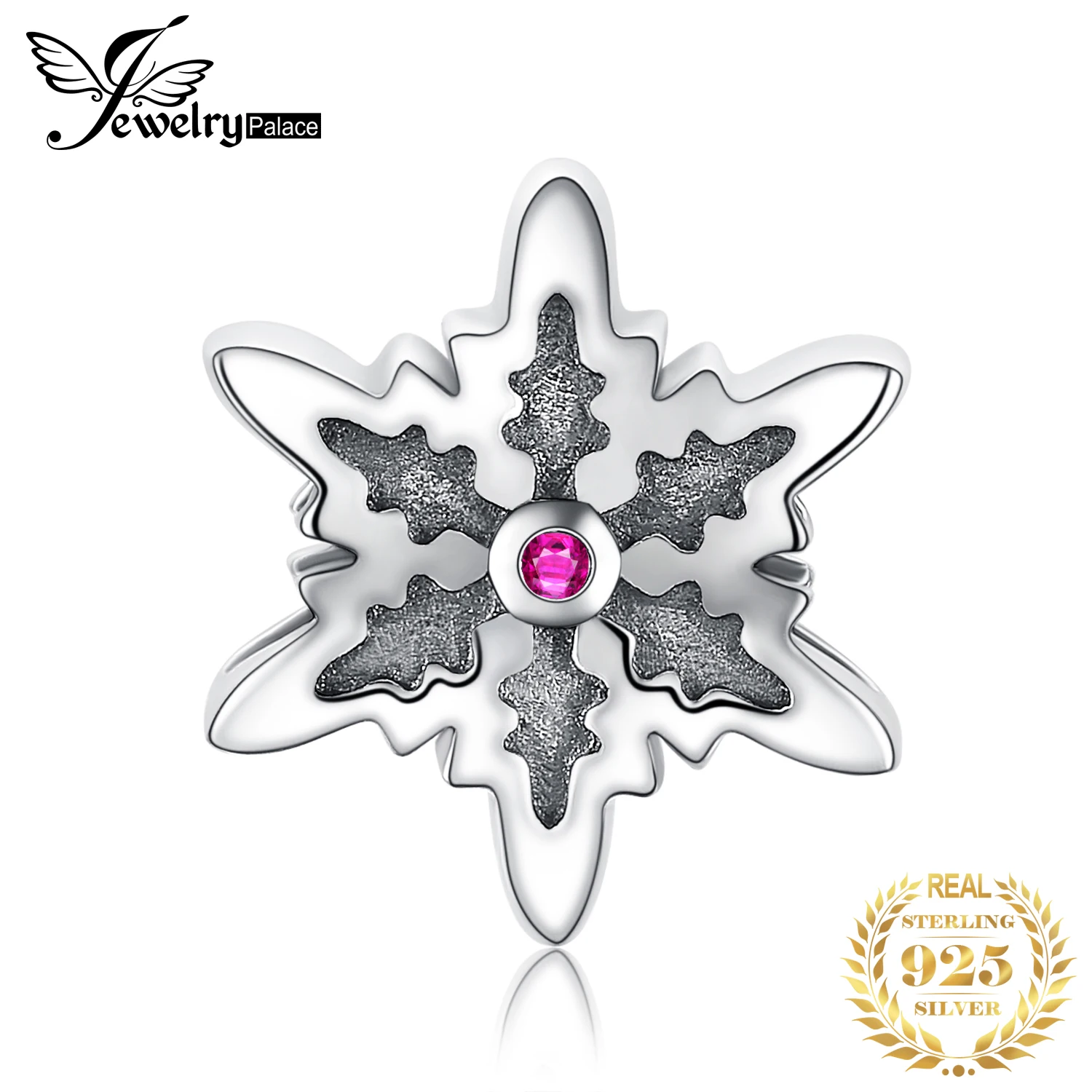 JewelryPalace Винтаж зима любовь Снежинка создан красный рубин 925 пробы Серебряный Шарм