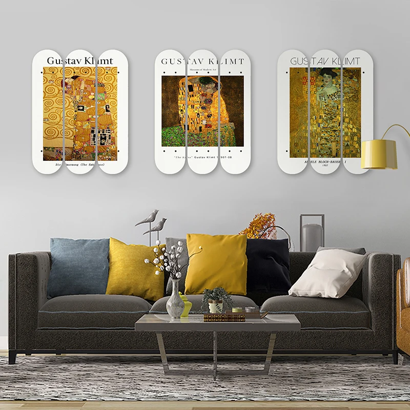 Classic Artist Gustav Klimt kiss Abstract Oil Painting Skate