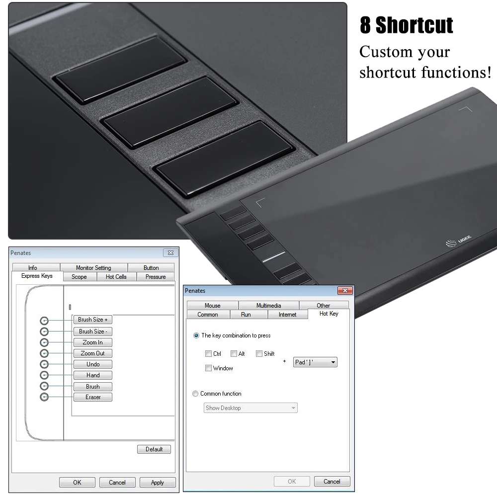 Ugee M708 Модернизированный графический планшет для рисования с пассивной ручкой