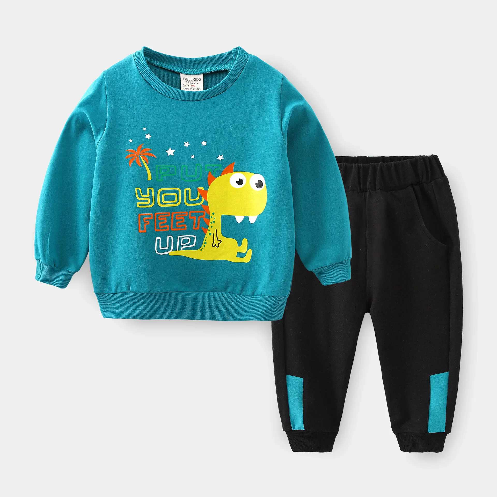 

ZWY1429 New Autumn Spring Girls Boys Clothing Suits Pullover Kids Cotton Sweatshirt Tracksuit Sport Suits Outwear Pants