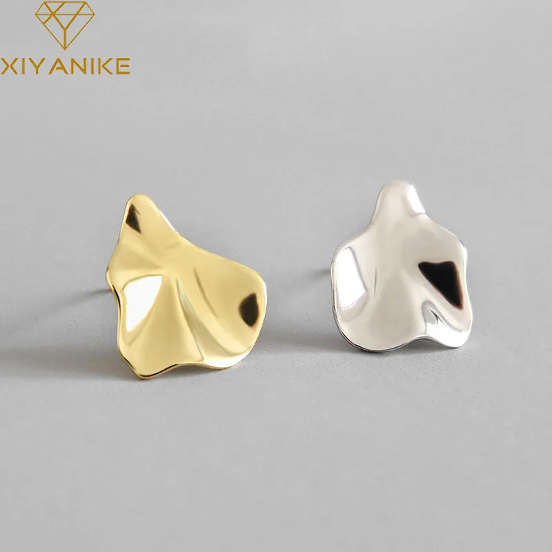 

XIYANIKE Silver Color Irregular Leaf Stud Earrings Female Fashion Romantic Prevent Allergy Handmade Jewelry Brincos Gift