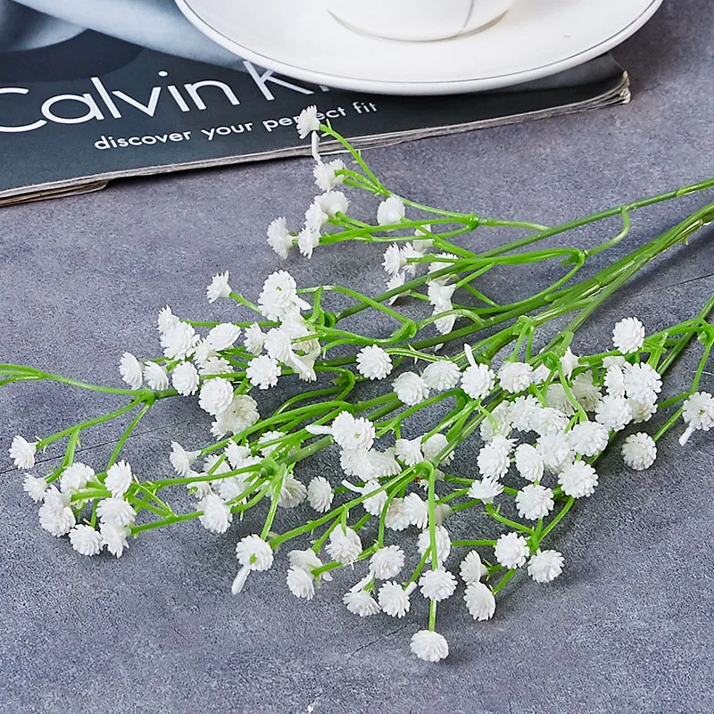 

Single Bouquet Hand Feeling Simulation Fake Flower Plastic Glue Green Plant All Over The Sky Star Wedding Bride Holding Flowers
